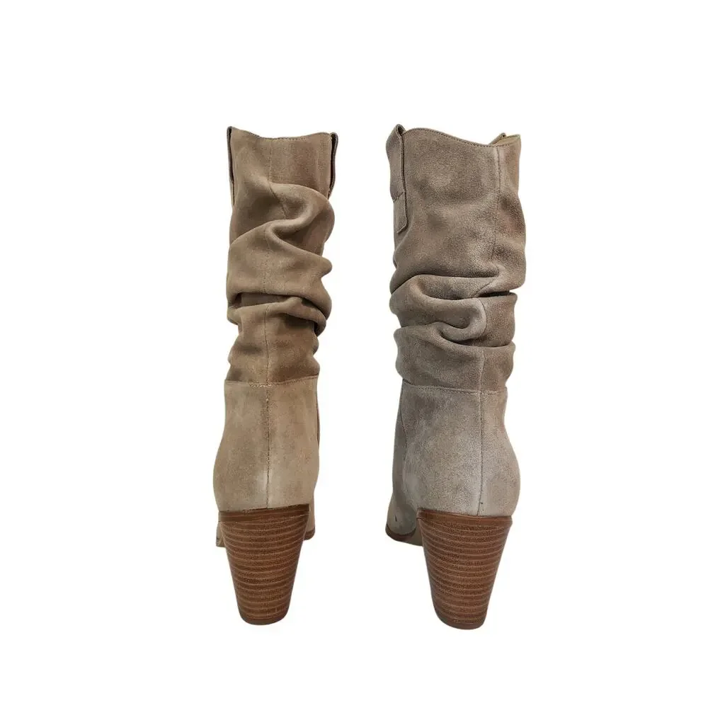 New Nine West Kadon Tan Suede Western Style Slouchy Boot 9.5M